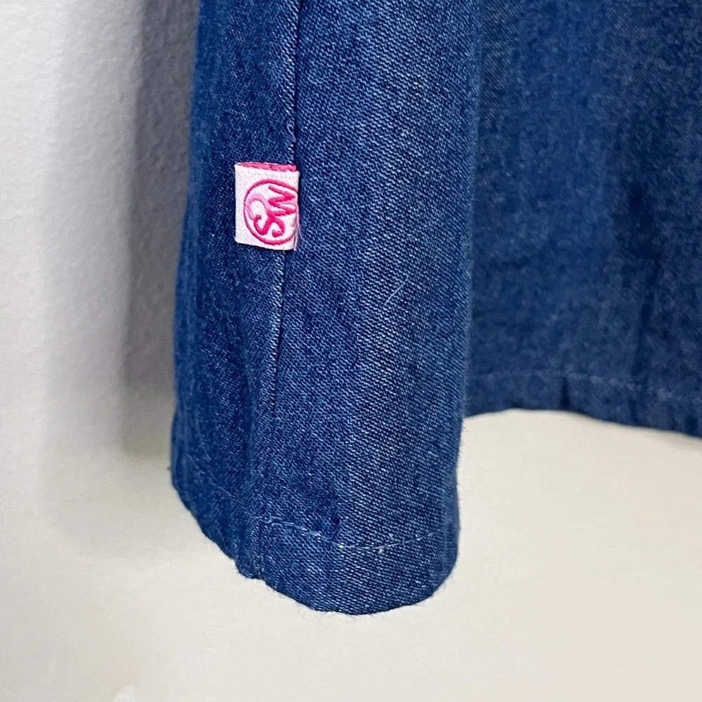 Sophie and Sam Girls‎ Denim Dress Floral Embroidered Sleeveless Size 14Y Blue